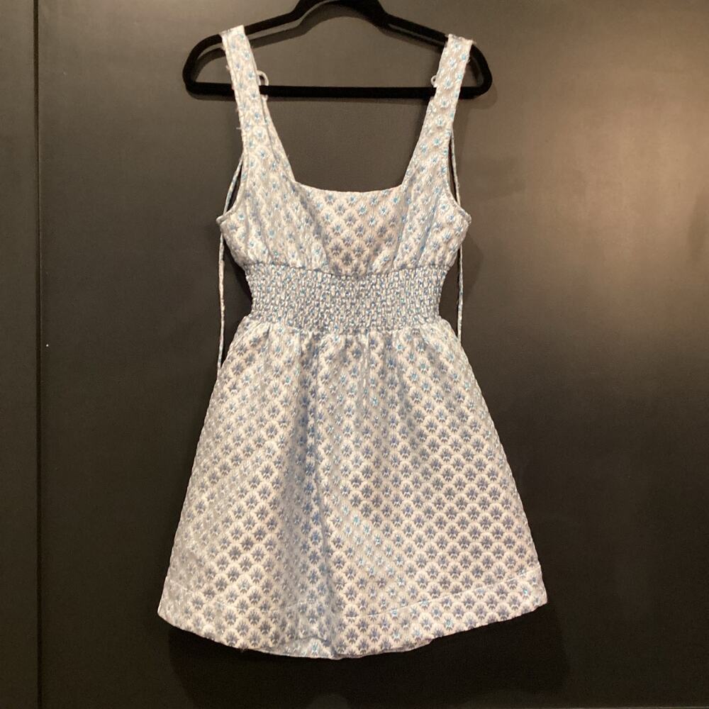 Hill House Home The Snowflake Brocade Cher sleeveless flare mini Dress L - Picture 2 of 8